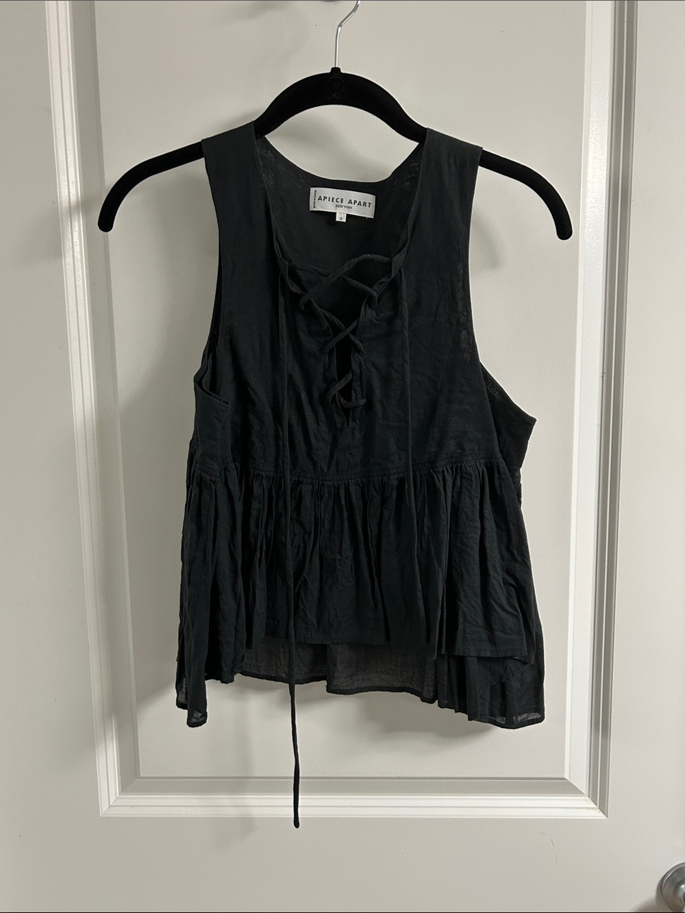 apiece apart - v-neck lace-up crop top